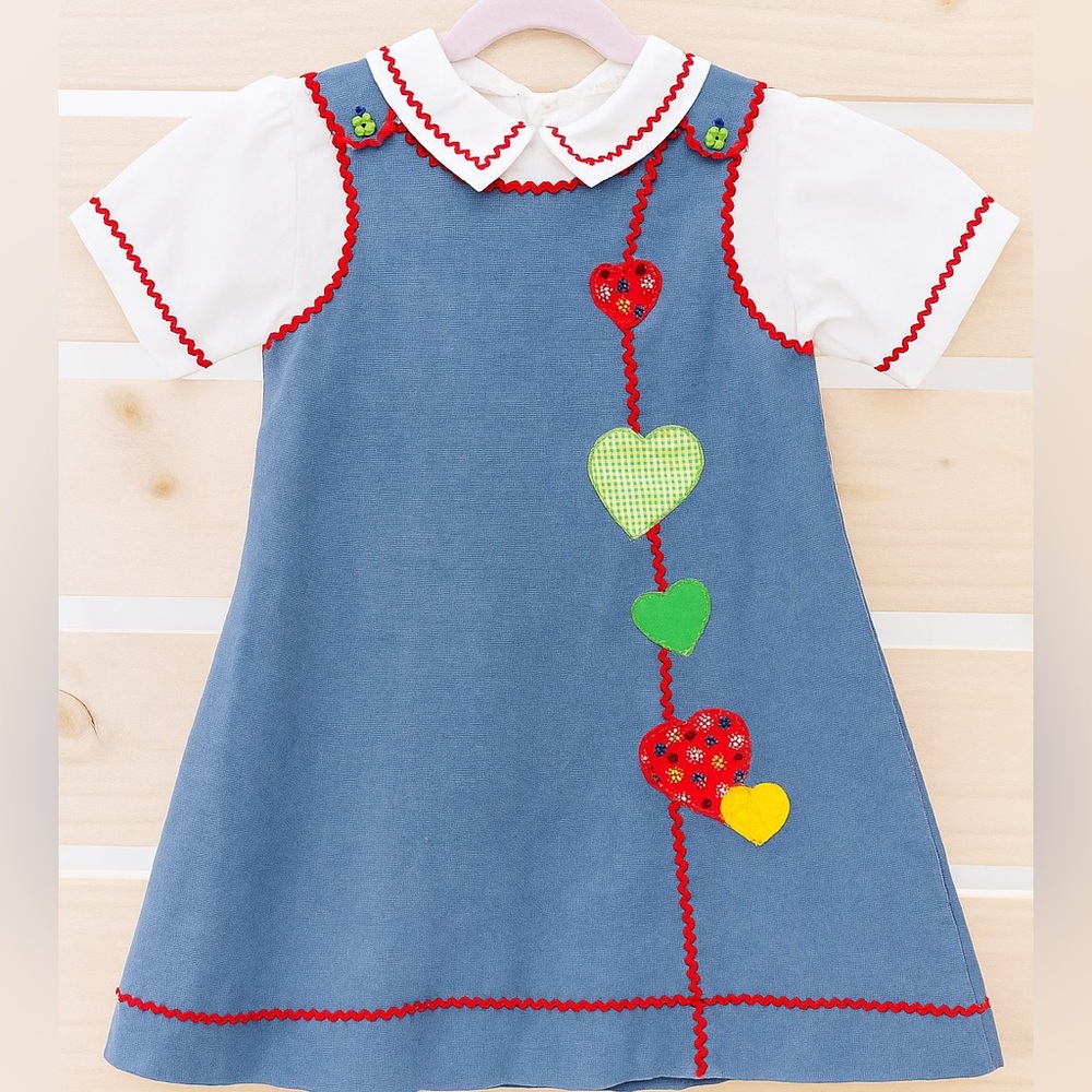 Vintage IMP Originals Ric Rac Blouse & Handmade Heart Jumper Dress – Size 5